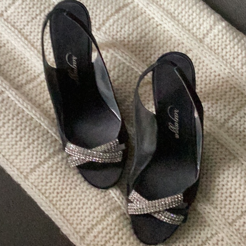 Ragazza black silk sling back